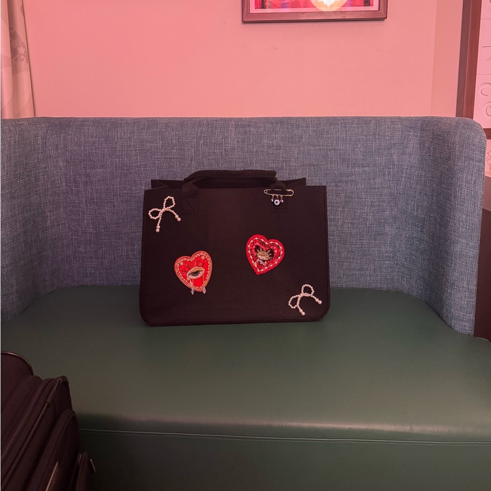 Grocery tote Black Embellished Tote Bag